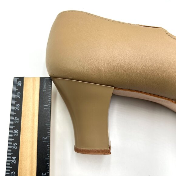 7.5W 7.5‎ WIDE WIDTH Capezio 650 Student Footlight Tan Leather Dance Heels Shoes - Picture 11 of 12